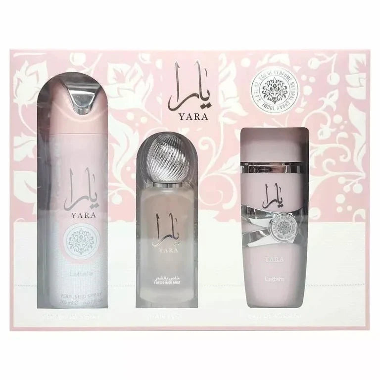 Yara Gift Set by Lattafa - Eau de Parfum, Deodorant & Hair Mist