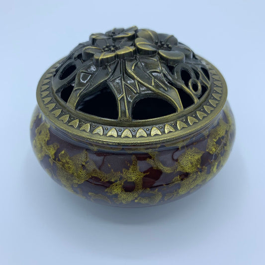 Golden Brown Ceramic Bakhoor/ Incense Burner