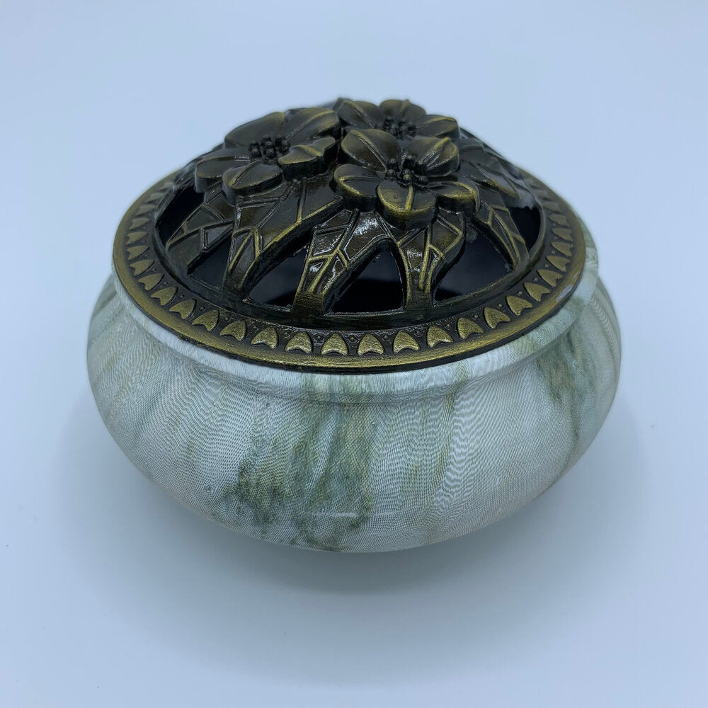 White/ Olive Marble Effect Bakhoor Burner