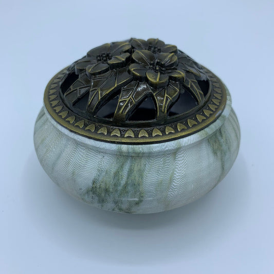 White/ Olive Marble Effect Bakhoor Burner