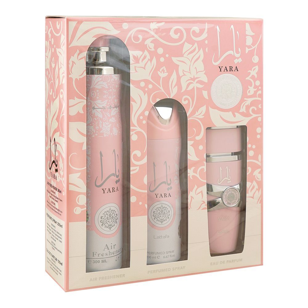 Yara Gift Set by Lattafa - Eau de Parfum, Deodorant, Air Freshener